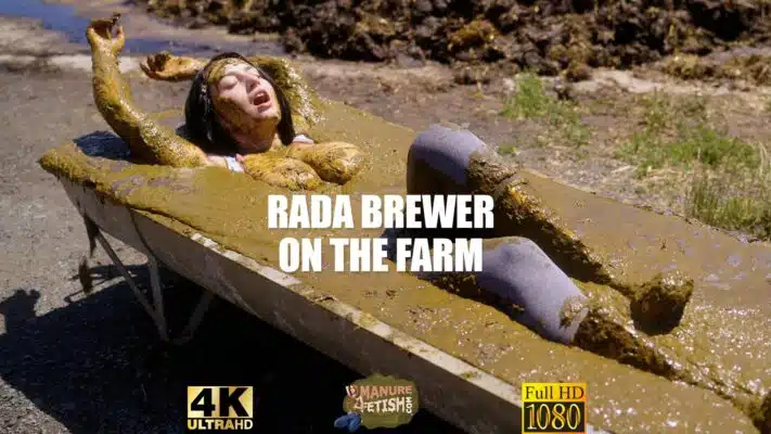 Rada Brewer on the farm trailer